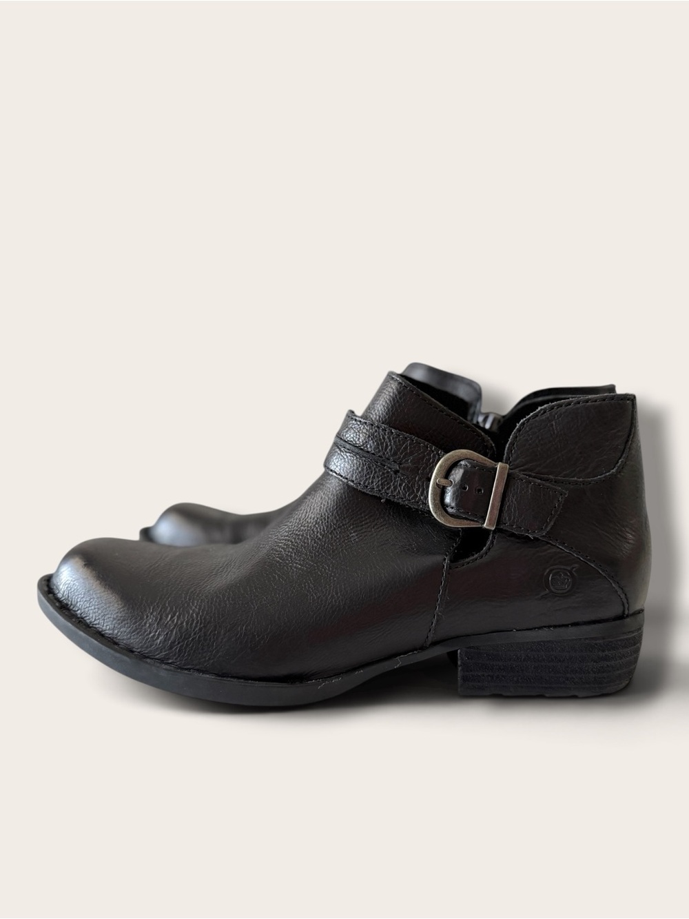 Born Black Leather Women's Ankle Booties with Buckle Strap - Picture 1 of 9